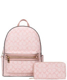 EVERY FASHION Geometric Print Backpack with Matching Wallet FT-8578W