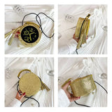 Every Fashion Clock Face Round Glitter Handbag with Tassel Accent