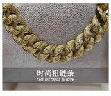 EVERY FASHION Structured Frame Handbag with Oversized Chain Accent