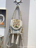 Every Fashion Embellished Rhinestone Pearl Bucket Bag