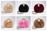 EVERY FASHION Round Shaggy Faux Fur Handbag