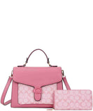 EVERY FASHION Structured Satchel Bag with Geometric Panel and Matching Wallet FT-9100W