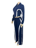 MB FASHION Zip-Up Contrast Stripe Two-Piece Lounge Set 5039