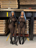 MB FASHION Sexy Black Sheer Mesh Jumpsuit 1470