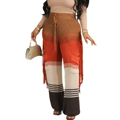 MB FASHION Multicolored Knitted Pants Fringe 1090LY