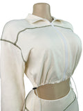 MB FASHION Zip-Up Cropped Jacket & Leggings Set 5033