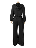 MB FASHION Cropped Zip-Up Hoodie and Wide-Leg Sweatpants Set 6051
