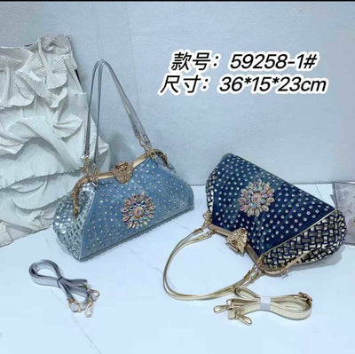 Every Fashion Embellished Floral Rhinestone Shoulder Bag 59258