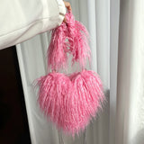 Every Fashion Fluffy Heart-Shaped Faux Fur Shoulder Bag