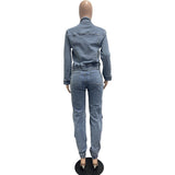 MB FASHION Denim Cargo Set – Cropped Zip Jacket and Pocket Joggers 8158