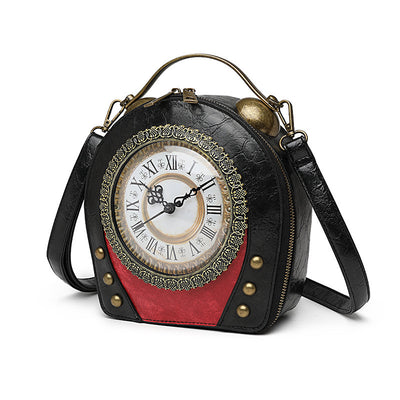 EVERY FASHION Vintage Clock-Inspired Crossbody Bag with Steampunk Details