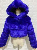 EVERY FASHION Luxury Faux Fur Puffer Jacket with Oversized Hood