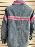 MB FASHION Oversized Denim Jacket with Pink Trim 3980LY