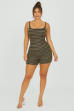 MB FASHION Textured Bodycon Spaghetti Strap Jumpsuit with Stripe Detail 2513LY