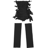 MB FASHION Black Strapless Side-Bow Cutout Romper + Slouchy Leg Warmer Set
