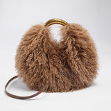 EVERY FASHION Round Shaggy Faux Fur Handbag