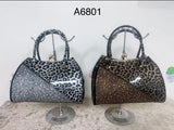 Every Fashion Glossy Animal Print Structured Handbag 6801