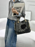 EVERY FASHION Denim Rhinestone Embroidered Floral Handbag