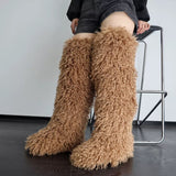 EVERY FASHION Ultra-Shaggy Faux Fur Over-The-Knee Boots