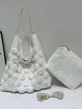 Every Fashion Bubble Textured Hobo Bag 3-Piece Set - Spacious Shoulder Tote with Matching Pouch and Adjustable Strap