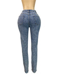 MB FASHION High-Waist Rhinestone Detail Skinny Jeans 8028