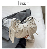 EVERY FASHION Studded Crescent Shoulder Bag with Matching Pouch