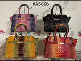 EVERY FASHION Croc Embossed Structured Tote Handbag with Gold-Tone Lock Detail 5666