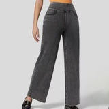 MB FASHION High-Waisted Straight-Leg Casual Denim Jeggings with Pockets 8663LY