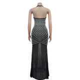 MALYBGG Mesh Rhinestone Sleeveless Maxi Dress 6736LY