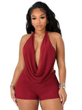 MB FASHION Halter Cowl Neck Romper SET 9525