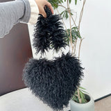 Every Fashion Fluffy Heart-Shaped Faux Fur Shoulder Bag