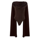 MB FASHION Draped Cape Sleeve Bodysuit 670
