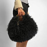 EVERY FASHION Round Shaggy Faux Fur Handbag