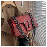 Every Fashion Textured Chain Shoulder Bag with Metal Buckle Detail