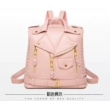 EVERY FASHION Moto Jacket Style Backpack with Quilted Sides and Zipper Details