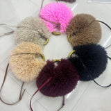 EVERY FASHION Round Shaggy Faux Fur Handbag