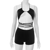 MB FASHION Halter Cut-Out Romper – Strappy Waist Short Jumpsuit 173