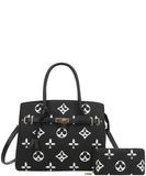 EVERY FASHION Monogram Print Structured Tote Bag with Matching Wallet 3C-6794W-1