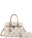 EVERY FASHION Monogram Print Structured Tote Bag with Matching Wallet 3C-6794W-1