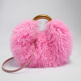 EVERY FASHION Round Shaggy Faux Fur Handbag