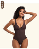 MB FASHION Front-Zip Shapewear Bodysuit – Plunging Neck 602