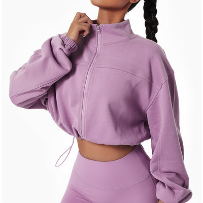 MB FASHION ZIP UP ACTIVE WEAR CROP TOP JACKET 6450LY