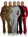 MB FASHION Cropped Quarter-Zip Lounge Set with Drawstring Pants 5069