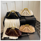 EVERY FASHION Ruched Gold-Frame Shoulder Bag