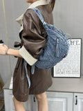 EVERY FASHION Light Wash Denim Crescent Hobo Bag