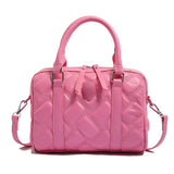 EVERY FASHION Quilted Barrel Satchel with Dual Handles and Crossbody Strap
