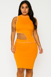 MB FASHION Cut-Out Crop Top & High-Waisted Skirt Set 5763R
