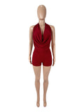 MB FASHION Halter Cowl Neck Romper SET 9525