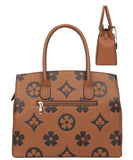 EVERY FASHION Monogram Print Structured Tote Bag with Matching Wallet YB-6794W