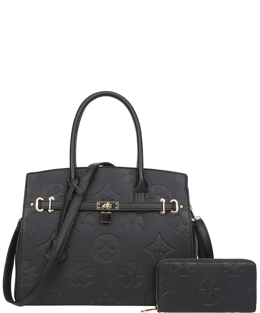 EVERY FASHION Monogram Print Structured Tote Bag with Matching Wallet YB-6794W